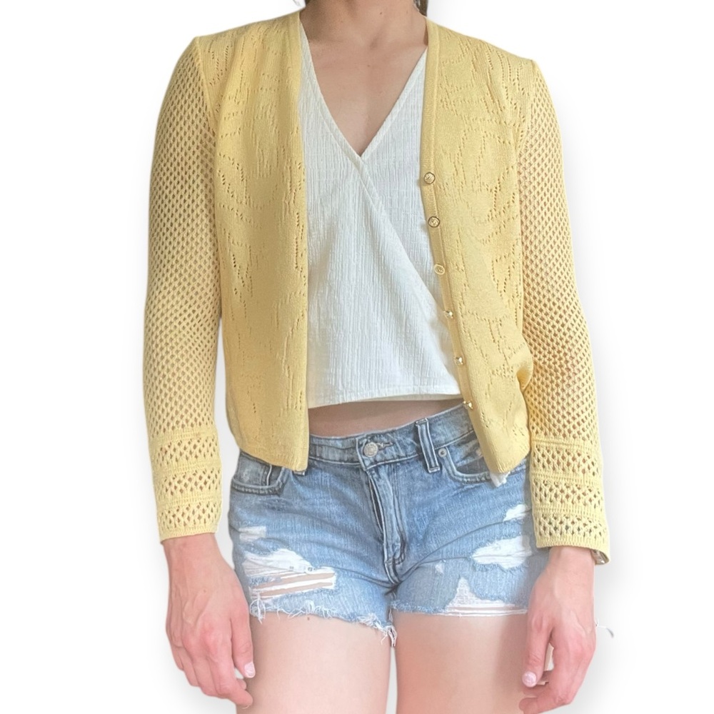 St. John Yellow Women's Cardigan Sweater Size 8